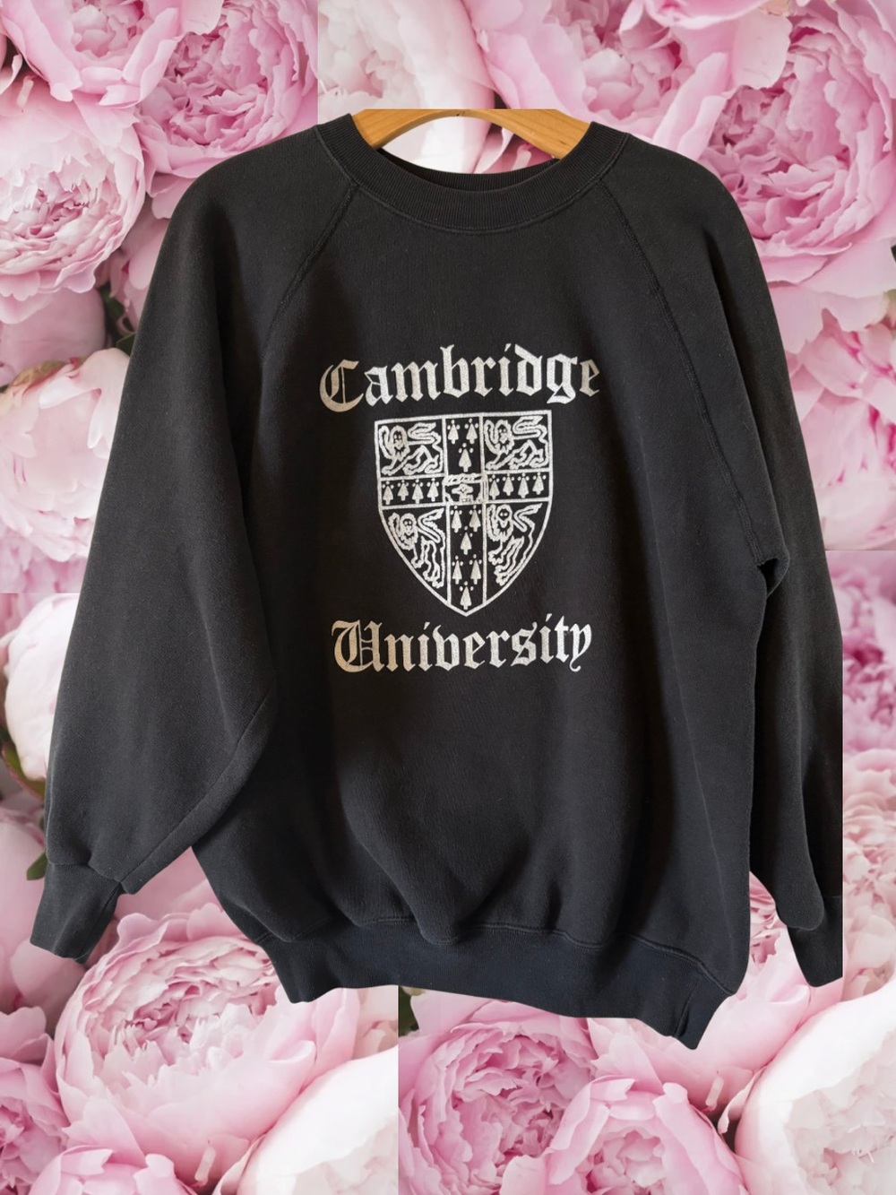 Vintage Collegiate Crewneck Sweatshirt Cambridge University Black Sweat Trends